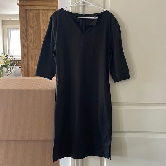 🇨🇦🎀 Judith & Charles black v neck sheath dress 3/4 sleeves 2 - Picture 4 of 16